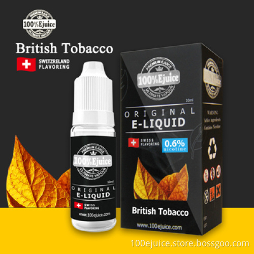OEM Label Top Quality 10ml British Tobacco E Liquids China Manufacturer
